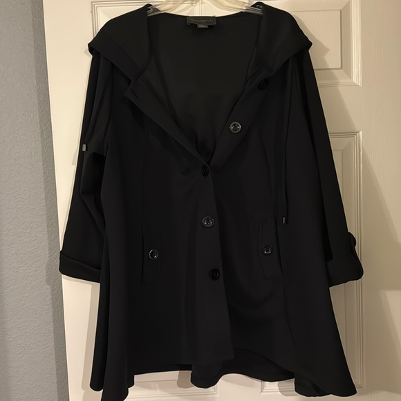 Christian Siriano black pointe A-line hooded coat jacket 3X - Picture 3 of 6